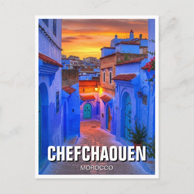 Carte Postale Coucher de soleil à Chefchaouen Maroc Voyage (Devant)