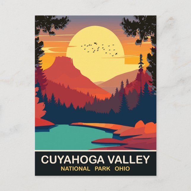 Carte Postale Coucher de soleil à Cuyahoga Valley, Ohio, Voyage (Devant)