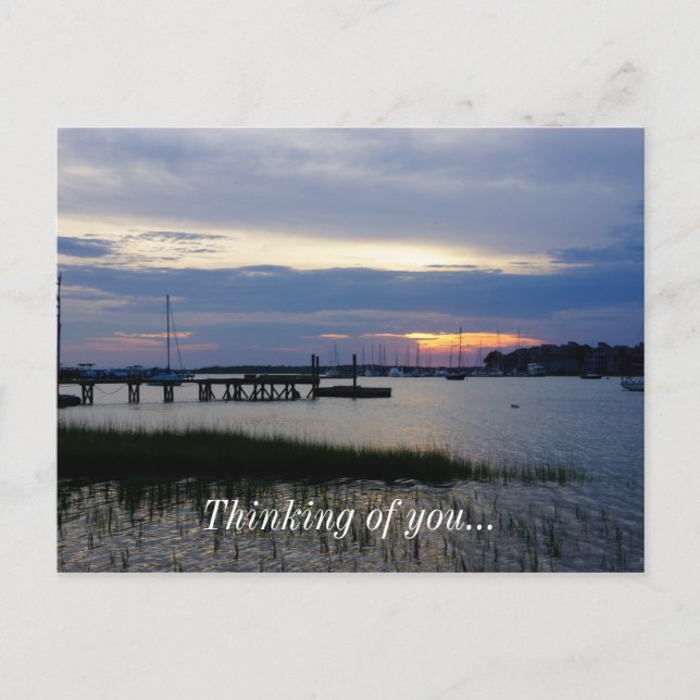 Carte Postale Coucher de soleil à Folly Harbor (Devant)