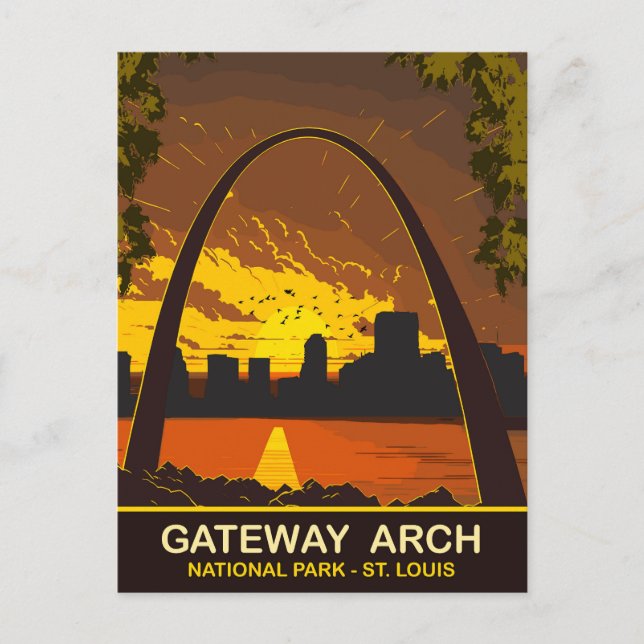 Carte Postale Coucher de soleil à Gateway Arch, St Louis, Voyage (Devant)