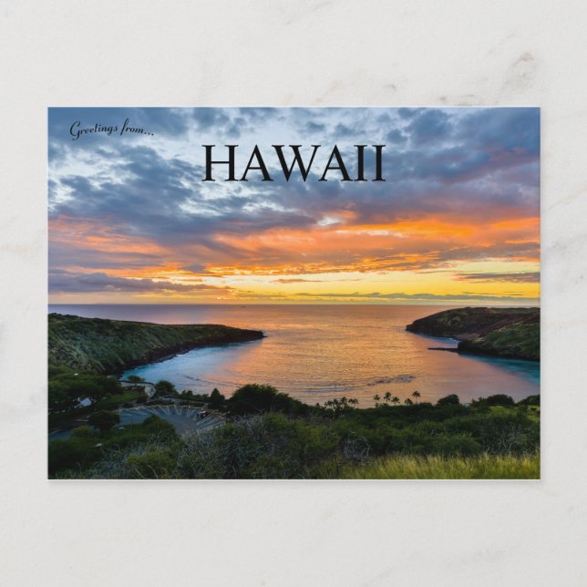 Carte Postale Coucher de soleil à Hanauma Bay Hawaii (Devant)
