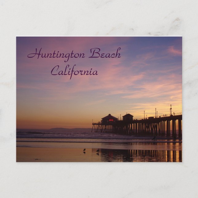 Carte Postale Coucher de soleil à Huntington Beach Pier, Califor (Devant)