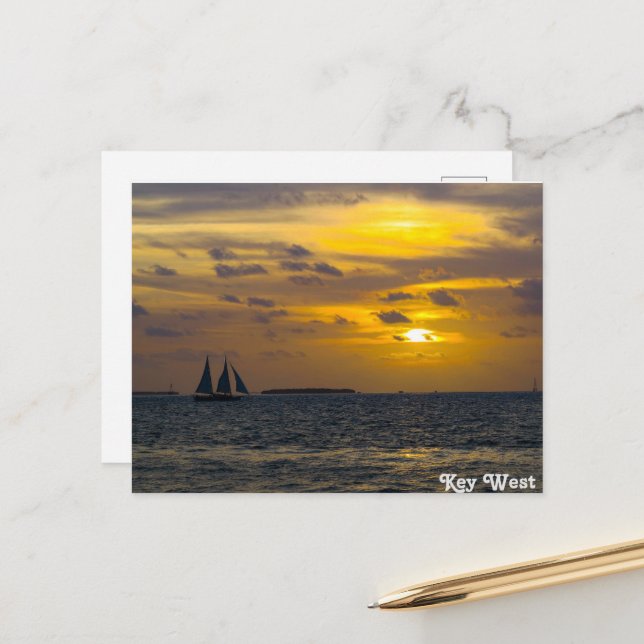 Carte Postale Coucher de soleil à Key West (Devant/Arrière en situation)