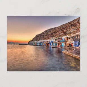 Carte Postale Coucher de soleil à Klima de Milos, Grèce
