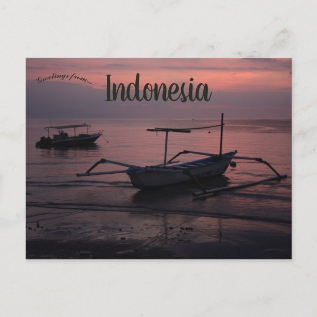Carte Postale Coucher de soleil à Lovina Beach en Indonésie (Devant)