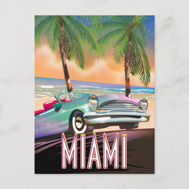 Carte Postale Coucher de soleil à Miami (Devant)