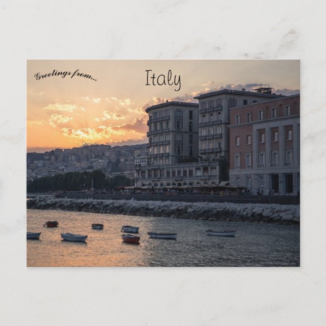 Carte Postale Coucher de soleil à Napoli Coastline Italie (Devant)