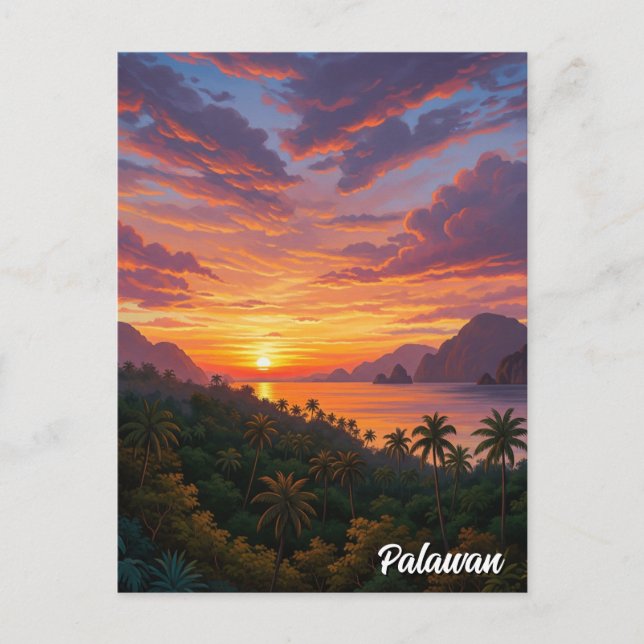 Carte Postale Coucher de soleil à Palawan Philippines Travel (Devant)