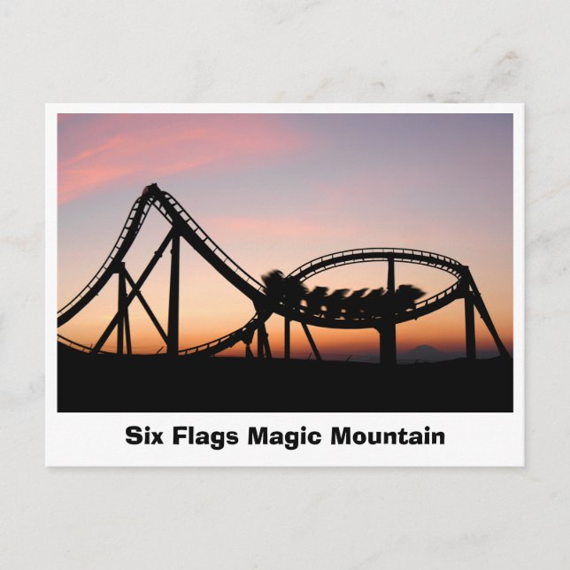 Carte Postale Coucher de soleil à Six Flags Magic Mountain (Devant)