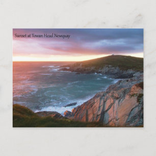 Carte Postale Coucher de soleil à Towan Head Newquay Cornwall An