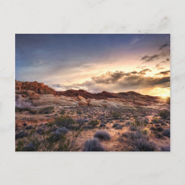 Carte Postale Coucher de soleil à Valley Fire State Park | Nevad (Devant)
