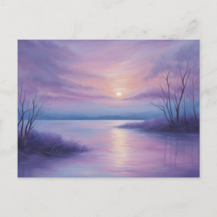 Carte Postale Coucher de soleil Abstrait sur le lac d'hiver