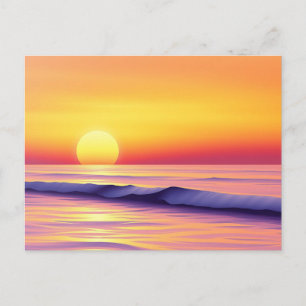 Carte Postale Coucher de soleil Abstrait sur un océan paisible