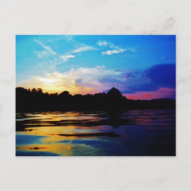 Carte Postale Coucher de soleil arc-en-ciel sur le lac de montag (Devant)