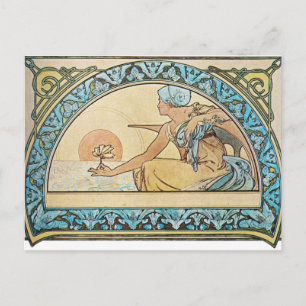 Carte Postale Coucher de soleil Art Nouveau vintage
