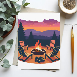 Carte Postale Coucher de soleil au feu de camp