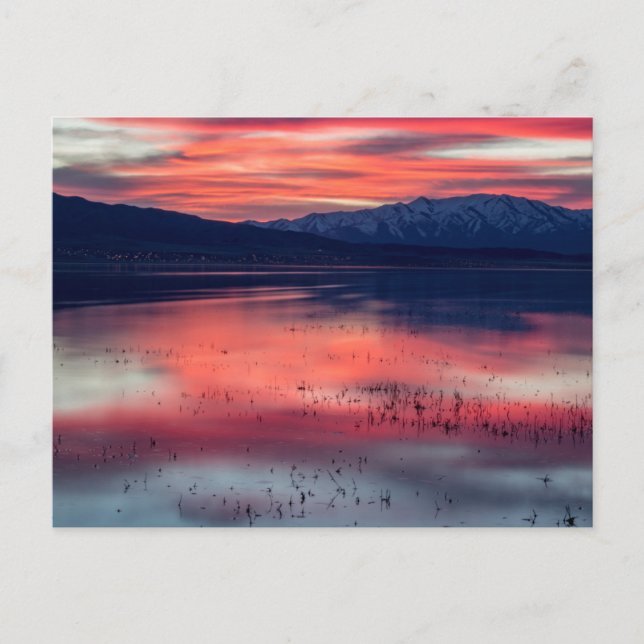 Carte Postale Coucher de soleil au lac Utah (Devant)