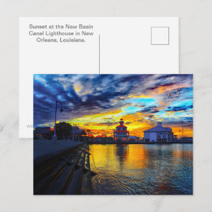 Carte Postale Coucher de soleil au phare du canal du Nouveau bas