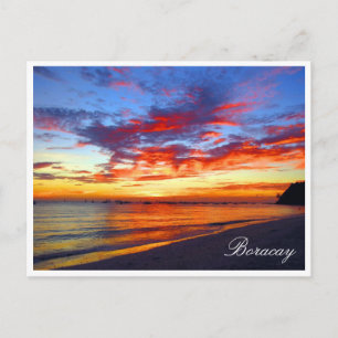 Carte Postale coucher de soleil boracay rouge
