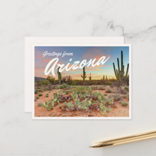 Carte Postale Coucher de soleil coloré en Arizona, salutations d