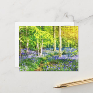 Carte Postale Coucher de soleil dans une forêt bleue