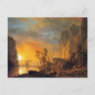 Carte Postale Coucher de soleil de Bierstadt dans la peinture de