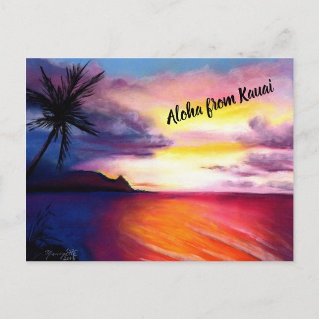 Carte Postale Coucher de soleil de Hanalei (Devant)