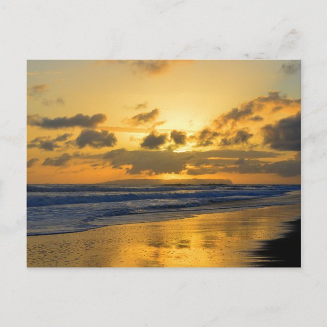 Carte Postale Coucher de soleil de Kauai avec Nihau sur Horizon (Devant)