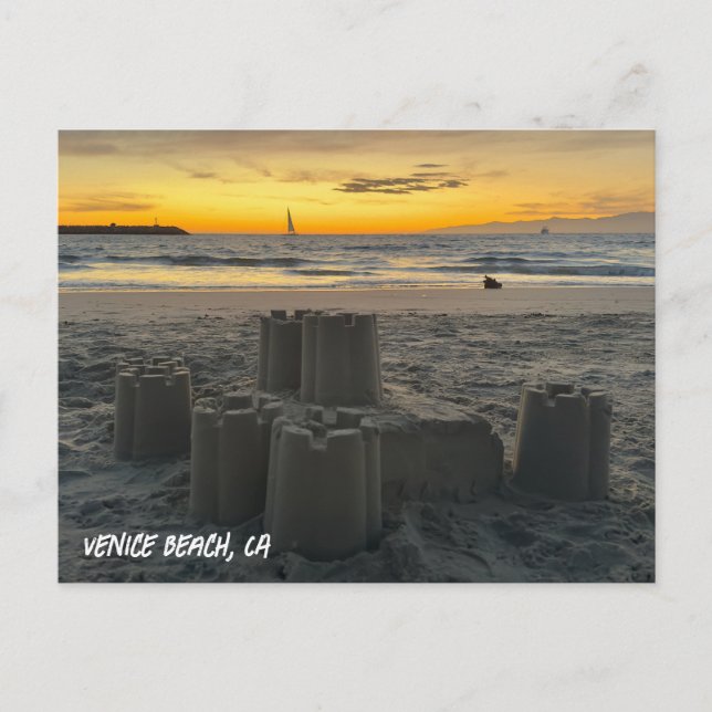 Carte Postale Coucher de soleil de l'heure d'or - Venice Beach,  (Devant)