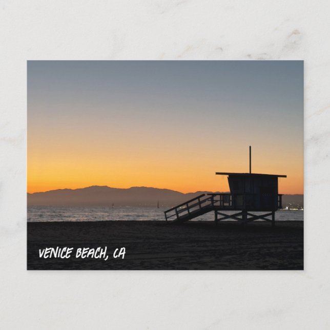 Carte Postale Coucher de soleil de l'heure d'or - Venice Beach,  (Devant)