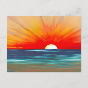Carte Postale Coucher de soleil de l'océan en orange et bleu