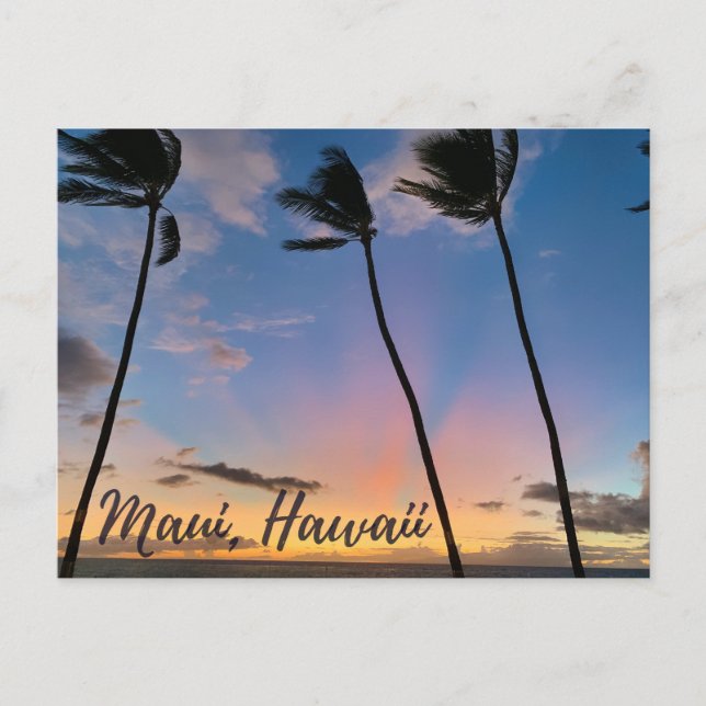 Carte Postale Coucher de soleil de Maui Hawaii (Devant)