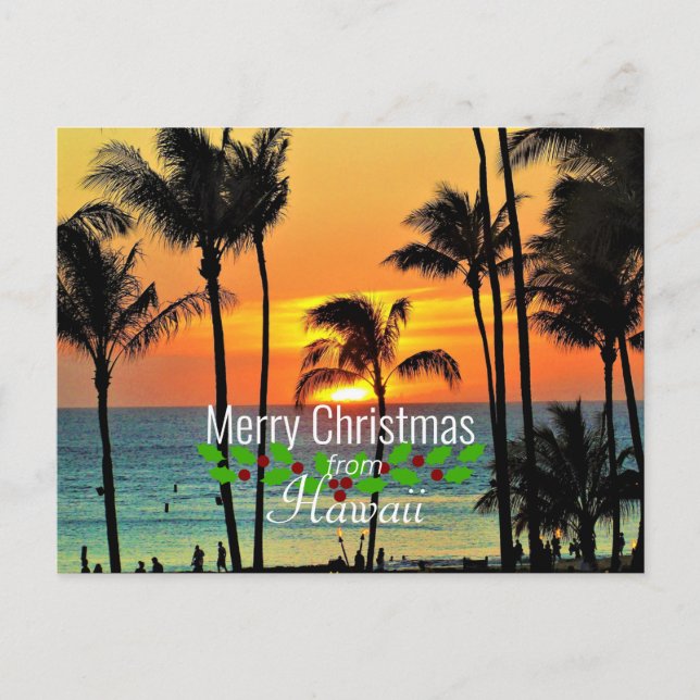 Carte Postale Coucher de soleil de Noël hawaïen (Devant)