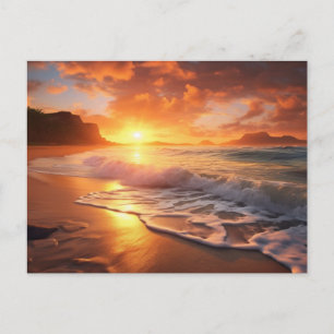 Carte Postale Coucher de soleil de plage tropical