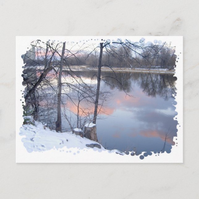 Carte Postale Coucher de soleil d'hiver sur la Rideau (Devant)