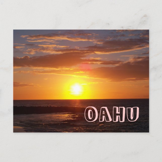 Carte Postale Coucher de soleil d'Oahu (Devant)