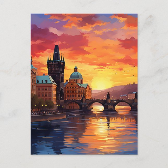 Carte Postale Coucher de soleil dramatique sur le pont Iconic Ch (Devant)