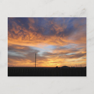 Carte Postale Coucher de soleil du Kansas occidental avec grange