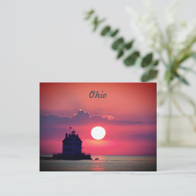 Carte postale Coucher de soleil du lac Ohio (Debout devant)