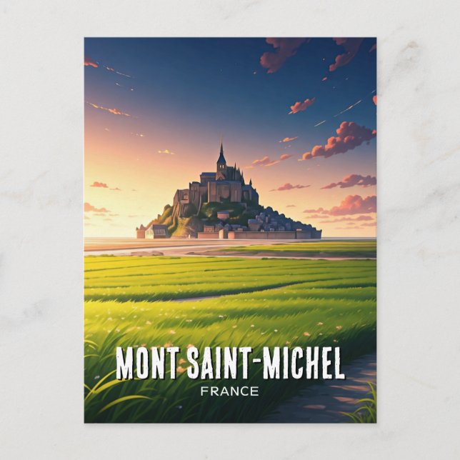 Carte postale coucher de soleil du Mont Saint-Mich (Devant)
