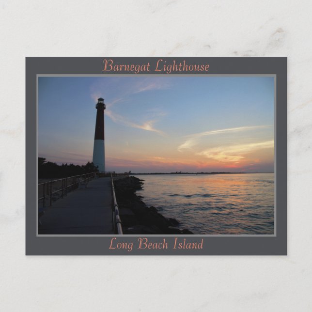 Carte Postale Coucher de soleil du phare de Barnegat (Devant)