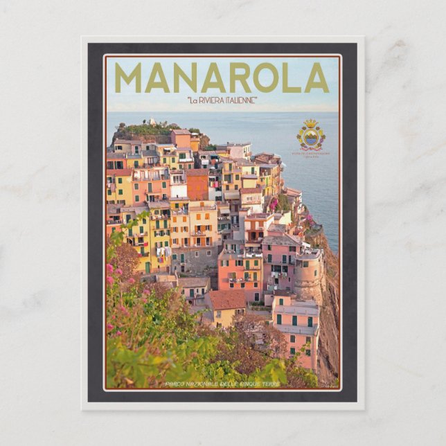Carte Postale Coucher de soleil du vignoble de Manarola (noir) (Devant)
