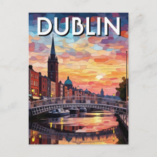 Carte Postale Coucher de soleil Dublin Irlande Voyage