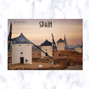 Carte Postale Coucher de soleil et moulins à vent en Consuegra E