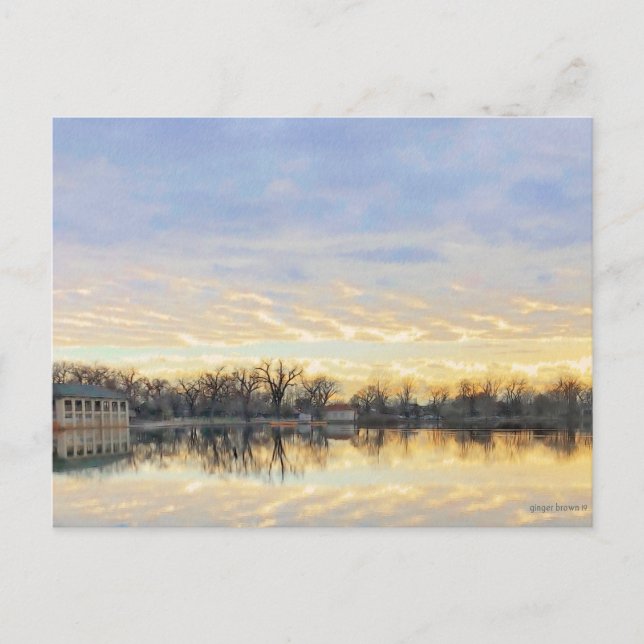Carte Postale Coucher de soleil Extraordinaire au-dessus du lac  (Devant)