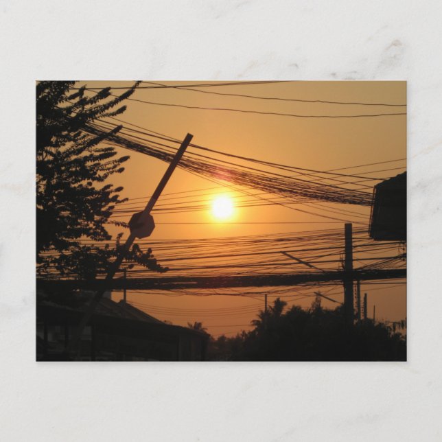 Carte Postale Coucher de soleil filaire ... Krung Thep, Thaïland (Devant)