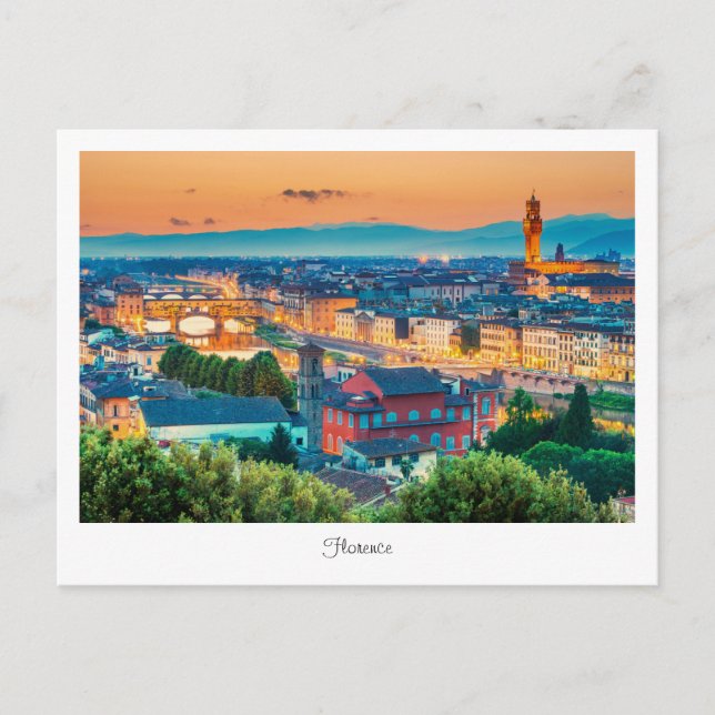 Carte postale coucher de soleil Florence, Italie (Devant)