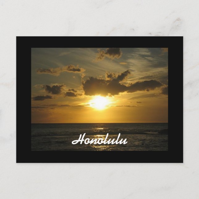 Carte Postale Coucher de soleil Honolulu (Devant)