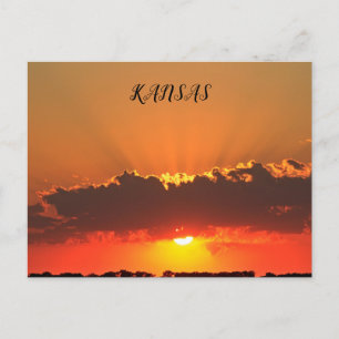 Carte Postale Coucher de soleil Kansas avec nuages et rayons du 