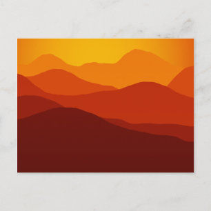 Carte Postale Coucher de soleil orange sur silhouettes de montag